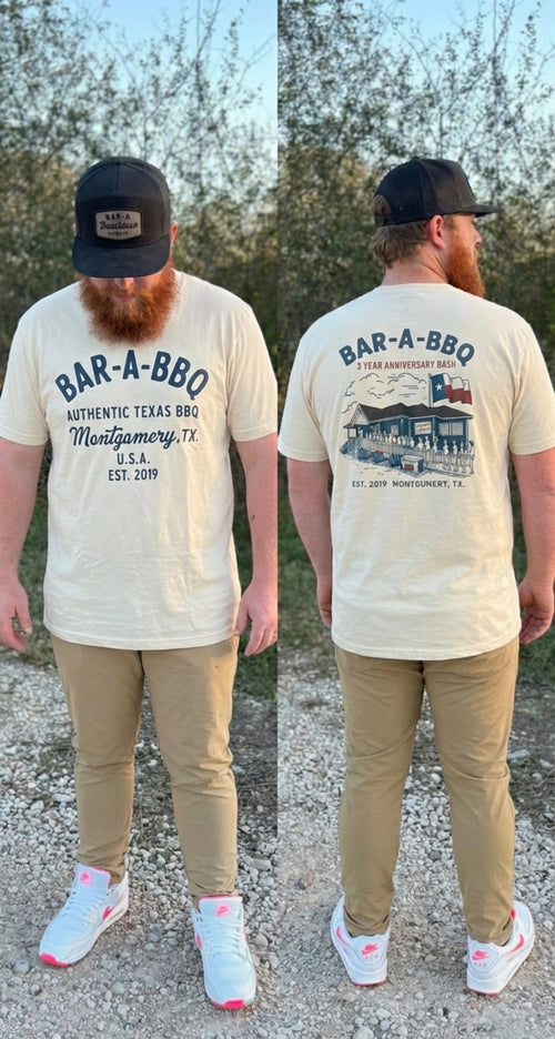 Bar A BBQ 3rd Anniversary Tee - Front and Back