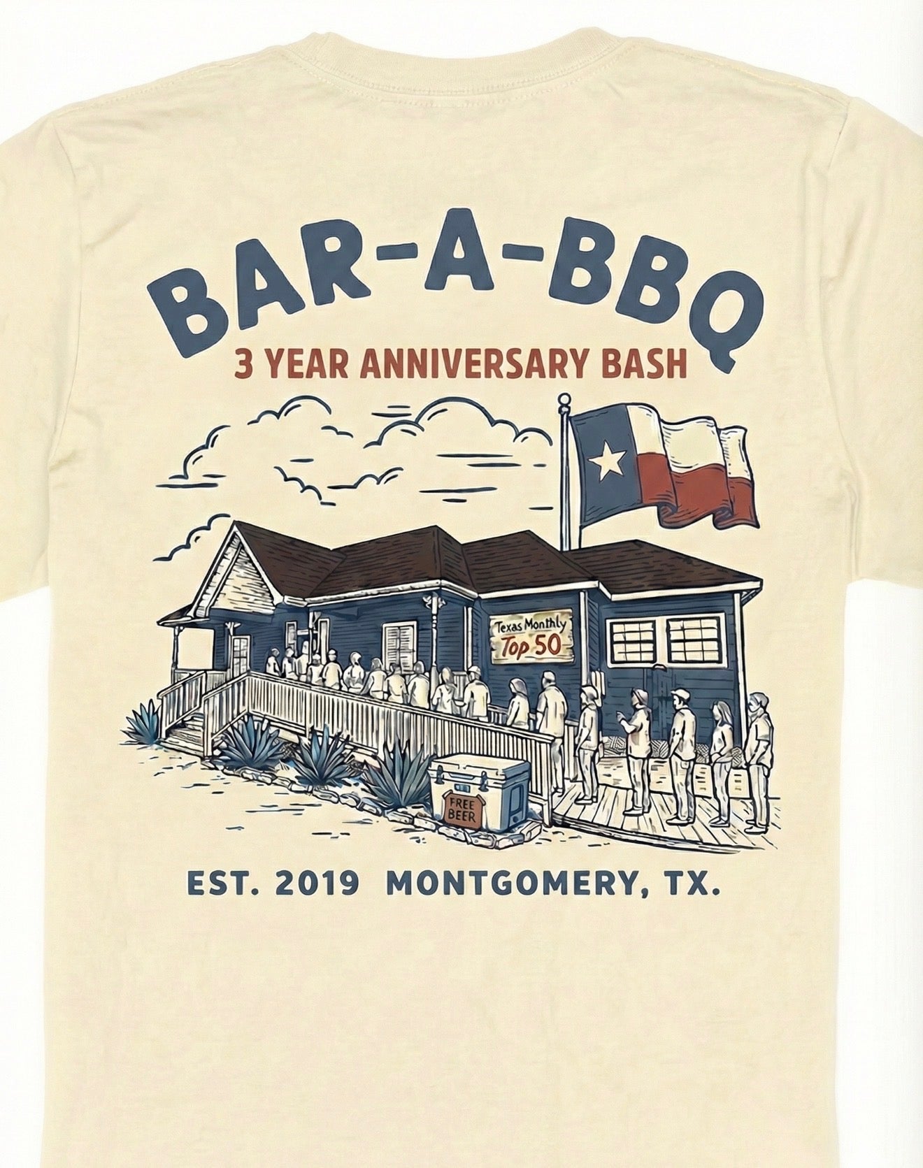 Bar A BBQ 3rd Anniversary Tee - Back Close-up